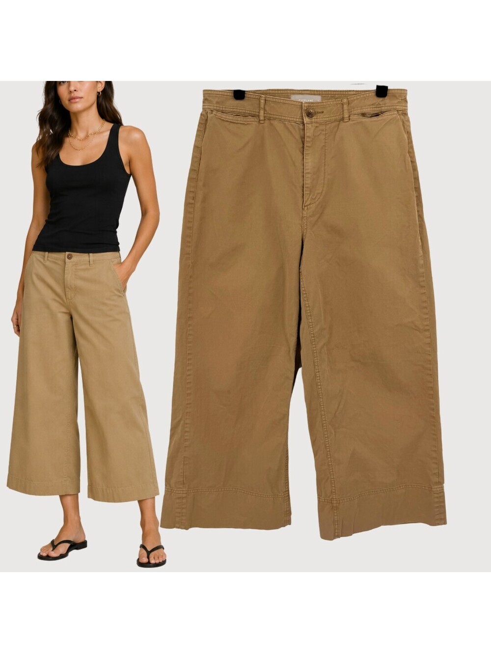Everlane Lightweight Wide Leg Crop Chino Pants Khaki Size 10